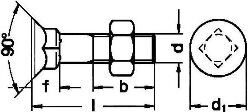 Болт с потайной головкой и квадратный подголовник М10 х 35 - 8.8 DIN 608